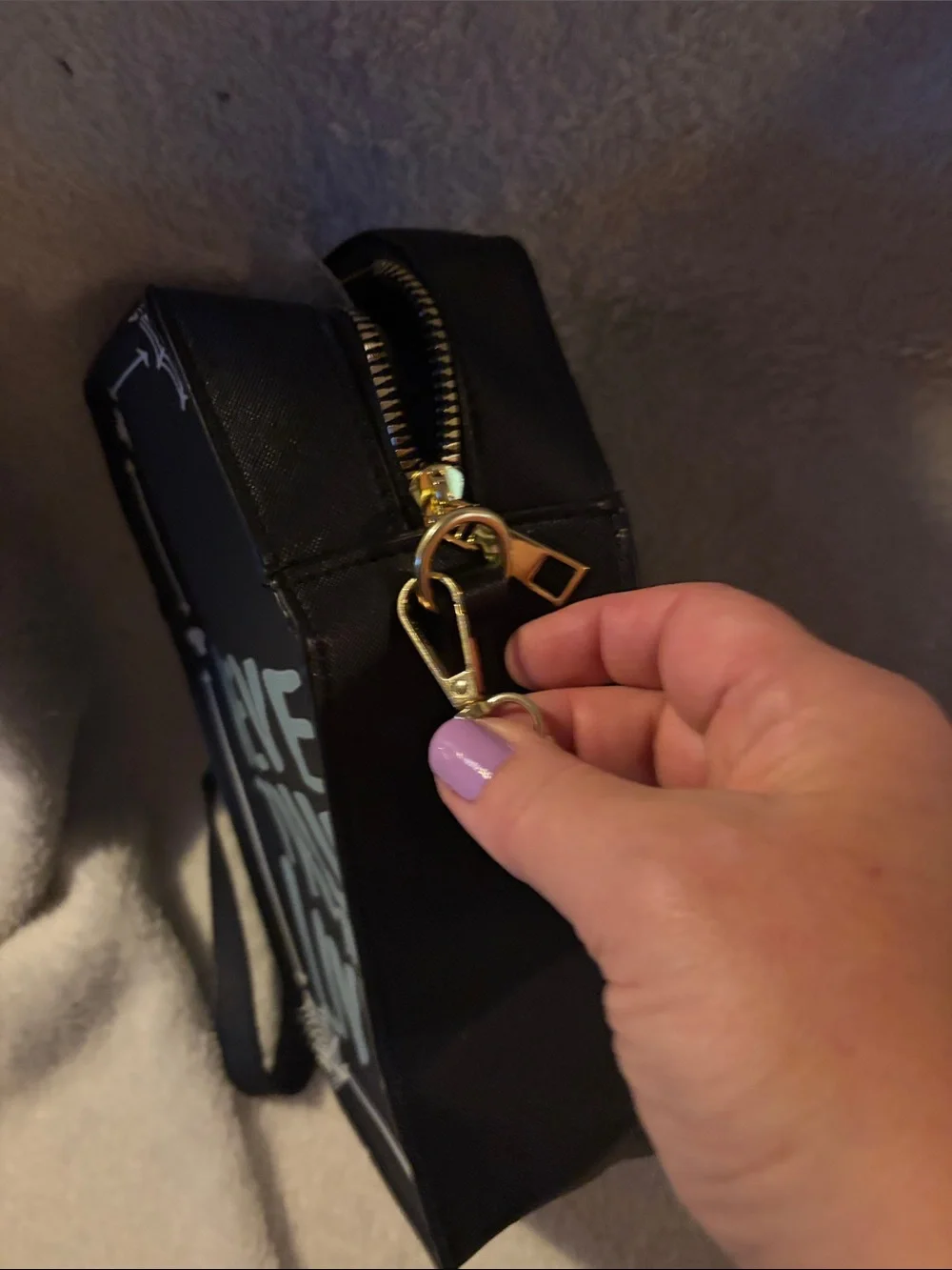 Never Trust The Living Coffin Wristlet Bag - Black
